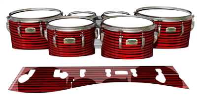 Yamaha 8200 Field Corps Tenor Drum Slips - Lateral Brush Strokes Red and Black (Red)
