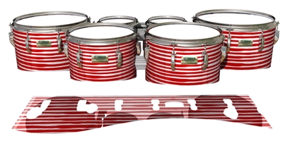 Yamaha 8200 Field Corps Tenor Drum Slips - Lateral Brush Strokes Red and White (Red)