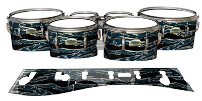 Yamaha 8200 Field Corps Tenor Drum Slips - Nighthawk Tiger Camouflage (Blue)