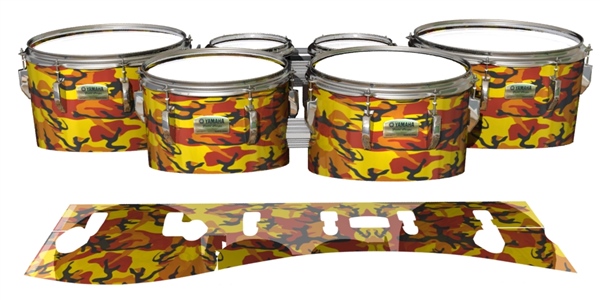 Yamaha 8200 Field Corps Tenor Drum Slips - November Fall Traditional Camouflage (Red) (Yellow)