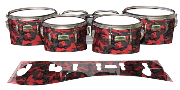 Yamaha 8200 Field Corps Tenor Drum Slips - Red Slate Traditional Camouflage (Red)