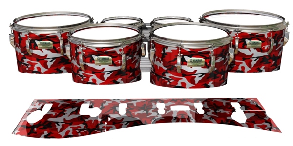 Yamaha 8200 Field Corps Tenor Drum Slips - Serious Red Traditional Camouflage (Red)