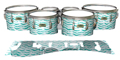 Yamaha 8200 Field Corps Tenor Drum Slips - Wave Brush Strokes Aqua and White (Green) (Blue)