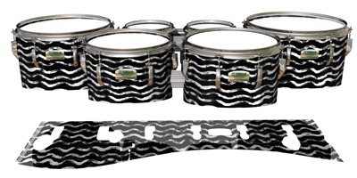 Yamaha 8200 Field Corps Tenor Drum Slips - Wave Brush Strokes Black and White (Neutral)