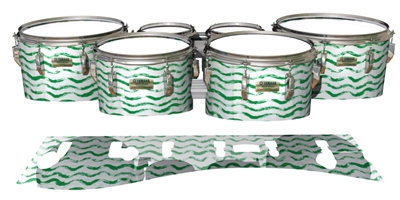 Yamaha 8200 Field Corps Tenor Drum Slips - Wave Brush Strokes Green and White (Green)