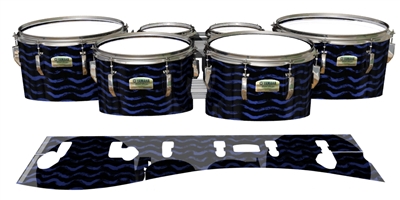 Yamaha 8200 Field Corps Tenor Drum Slips - Wave Brush Strokes Navy Blue and Black (Blue)