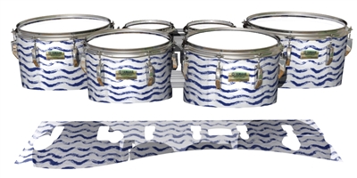 Yamaha 8200 Field Corps Tenor Drum Slips - Wave Brush Strokes Navy Blue and White (Blue)