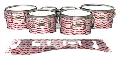 Yamaha 8200 Field Corps Tenor Drum Slips - Wave Brush Strokes Red and White (Red)