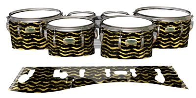 Yamaha 8200 Field Corps Tenor Drum Slips - Wave Brush Strokes Yellow and Black (Yellow)