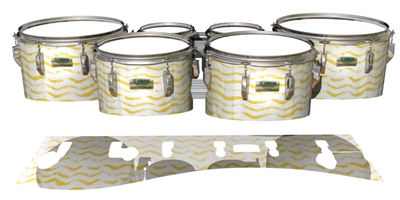 Yamaha 8200 Field Corps Tenor Drum Slips - Wave Brush Strokes Yellow and White (Yellow)