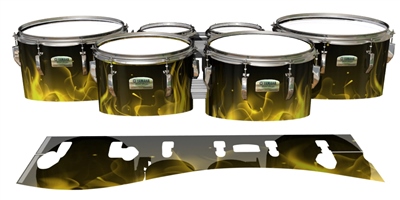 Yamaha 8200 Field Corps Tenor Drum Slips - Yellow Flames (Themed)