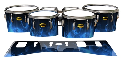 Yamaha 8300 Field Corps Tenor Drum Slips - Blue Flames (Themed)