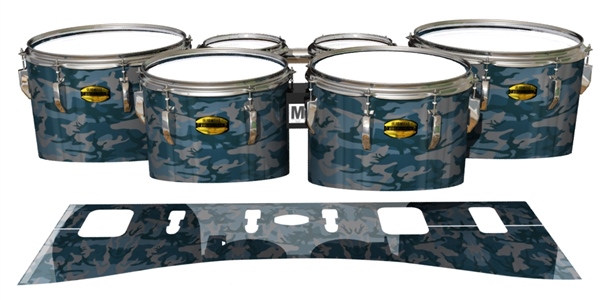 Yamaha 8300 Field Corps Tenor Drum Slips - Blue Slate Traditional Camouflage (Blue)