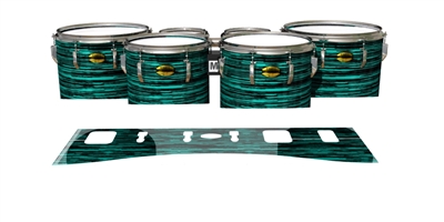 Yamaha 8300 Field Corps Tenor Drum Slips - Chaos Brush Strokes Aqua and Black (Green) (Blue)