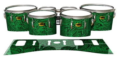 Yamaha 8300 Field Corps Tenor Drum Slips - Dark Green Paisley (Themed)