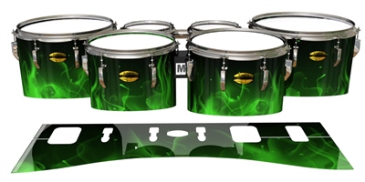 Yamaha 8300 Field Corps Tenor Drum Slips - Green Flames (Themed)