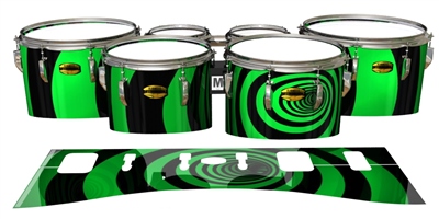 Yamaha 8300 Field Corps Tenor Drum Slips - Green Vortex Illusion (Themed)