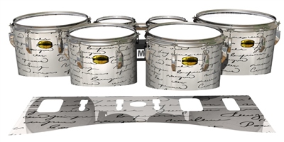 Yamaha 8300 Field Corps Tenor Drum Slips - Illegible Script on White (Themed)