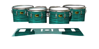 Yamaha 8300 Field Corps Tenor Drum Slips - Lateral Brush Strokes Aqua and Black (Green) (Blue)