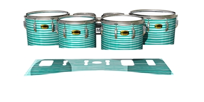 Yamaha 8300 Field Corps Tenor Drum Slips - Lateral Brush Strokes Aqua and White (Green) (Blue)