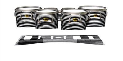 Yamaha 8300 Field Corps Tenor Drum Slips - Lateral Brush Strokes Black and White (Neutral)
