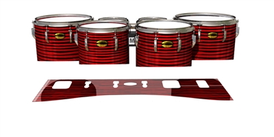 Yamaha 8300 Field Corps Tenor Drum Slips - Lateral Brush Strokes Red and Black (Red)