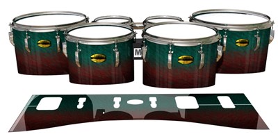 Yamaha 8300 Field Corps Tenor Drum Slips - Red River Fade (Red) (Aqua)