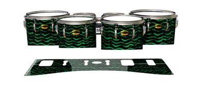 Yamaha 8300 Field Corps Tenor Drum Slips - Wave Brush Strokes Green and Black (Green)