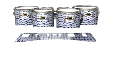 Yamaha 8300 Field Corps Tenor Drum Slips - Wave Brush Strokes Navy Blue and White (Blue)