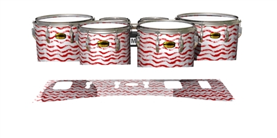 Yamaha 8300 Field Corps Tenor Drum Slips - Wave Brush Strokes Red and White (Red)