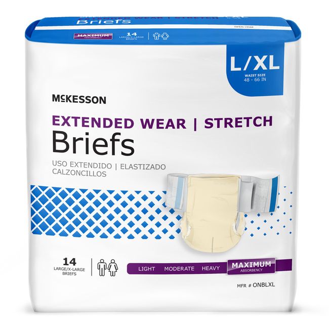 BRIEF, TAB CLSR EXTENDED WEAR LG/XLG 48-66 (14/BG 4BG/CS)