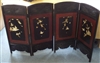 Antique Japanese Carved Wood and Soapstone Four Panel Screen Early 1900s - Sold