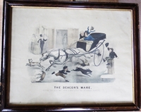 Antique 1879 Lithographic Print Thomas B Worth Currier & Ives 'The Deacon's Mare'