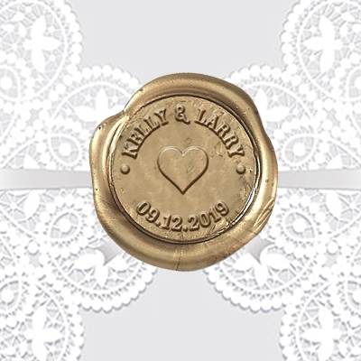 Heart Adhesive Wax Seals 1 1/4"- Names & Date