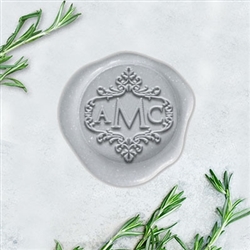 Optimus Princeps in Scroll Border Adhesive Wax Seals - 1 1/4" Monogram