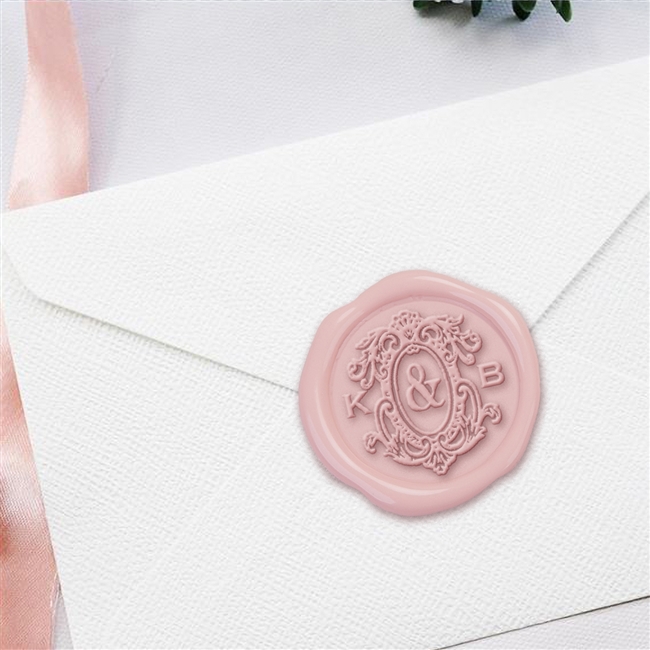 Custom Adhesive Wax Seal Stickers Hand Pressed - 1 1/4" Wedding Duogram Victorian Wedding