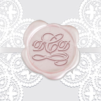 Shelly Font with Swirl Adhesive Wax Seals - 1 1/4" Monogram
