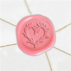 Self Adhesive Symbol Wax Seal Stickers  1 1/4" - Olive Branch Heart
