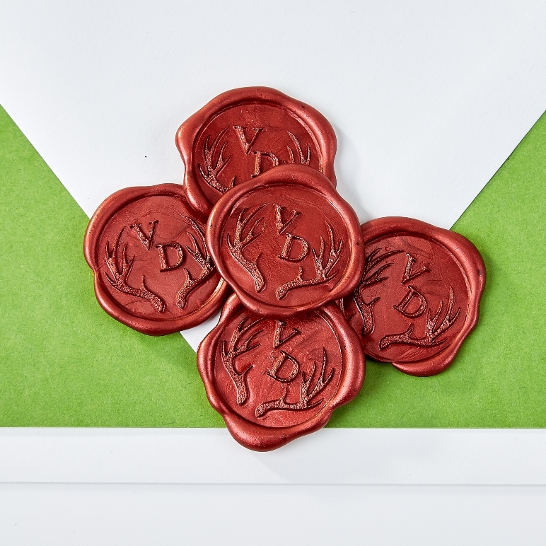 Custom Wax Seal Stamp Kit with Flexible Mailable Sealing Wax - Name &  Initial