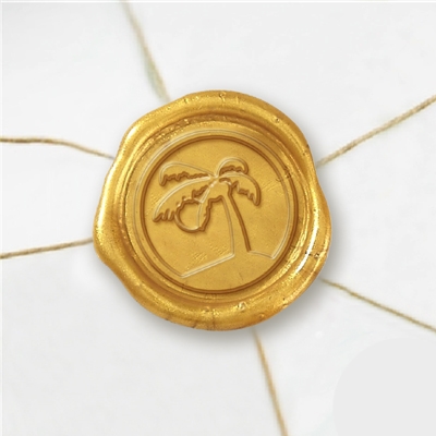 Self Adhesive Symbol Wax Seal Stickers  1 1/4" - Palm Tree