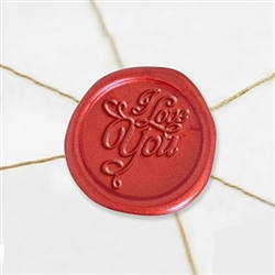 Self Adhesive Symbol Wax Seal Stickers  1 1/4" - I Love You