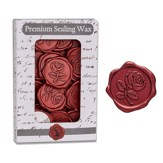 Adhesive Wax Seal Stickers 25PK - 1" Rose