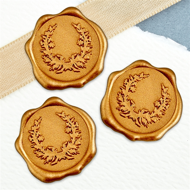 Adhesive Wax Seal Stickers 25PK - 1" Wreath