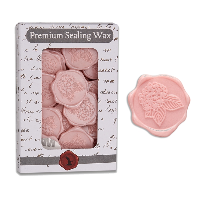 Hydrangea Adhesive Wax Seals 25Pk Quick-Ship Stickers - 1" - Pink