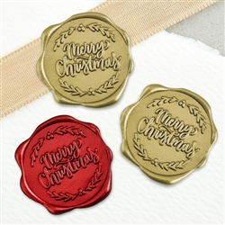 Merry Christmas Adhesive Wax Seals 25Pk Quick-Ship Stickers - 1" - 2 Color Choices