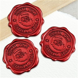 North Pole Official Seal Christmas Adhesive Wax Seals 25Pk Quick-Ship Stickers - 1 1/8" - Crimson Red