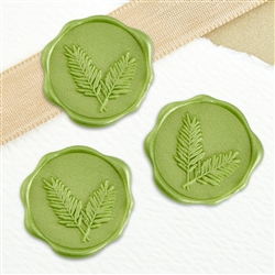 Silver Fern Adhesive Wax Seals 25Pk Quick-Ship Stickers - 1" - Sheen Green