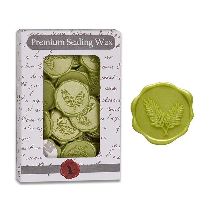 Silver Fern Adhesive Wax Seals 25Pk Quick-Ship Stickers - 1" - Sheen Green