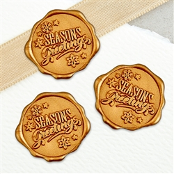 Season's Greetings Adhesive Wax Seals 25Pk Quick-Ship Stickers - 1" - Classic Gold