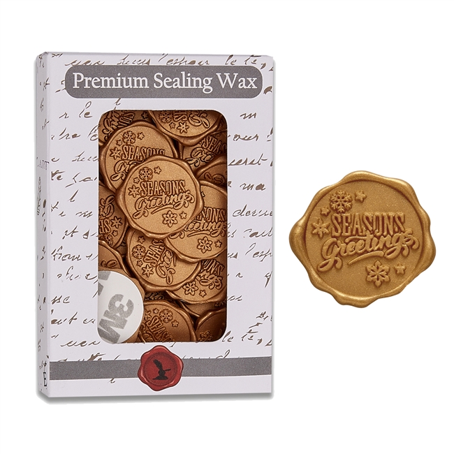 Season's Greetings Adhesive Wax Seals 25Pk Quick-Ship Stickers - 1" - Classic Gold